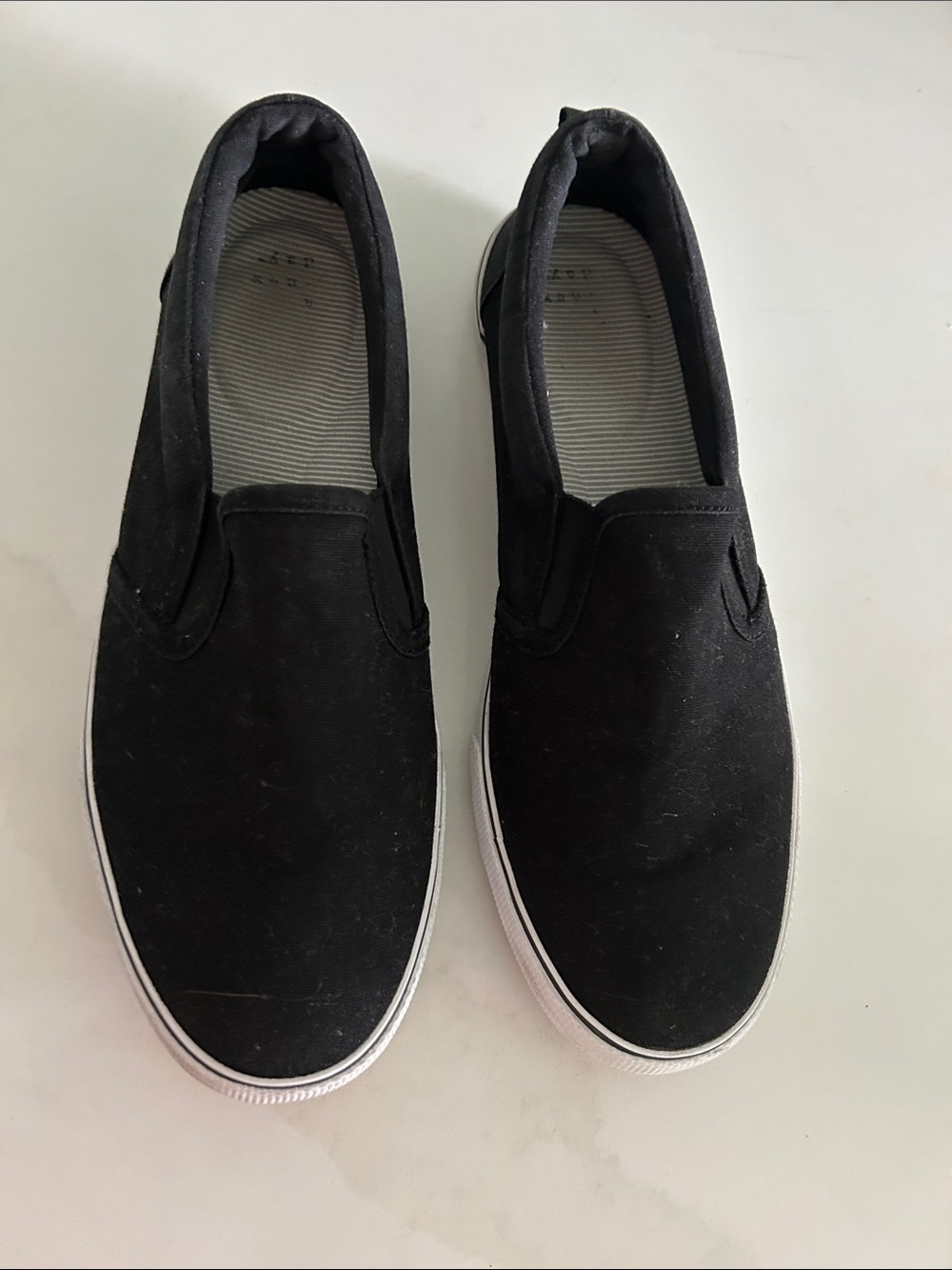 Womens Black Slip-On Canvas Shoes